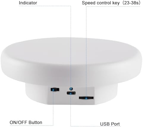 360° Electric Rotating Platform with Type-C Cable, 6.3in / 15lb Motorized Rotating Display for Jewelry, alternate view 6