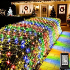 360 LED Net Lights, 21ft x 5ft Colorful Christmas Mesh Lights Clear Wire 8 Modes, Connectable Waterproof String