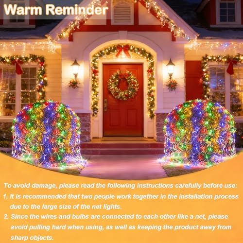 360 LED Net Lights, 21ft x 5ft Colorful Christmas Mesh Lights Clear Wire 8 Modes, Connectable Waterproof String, alternate