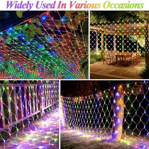 360 LED Net Lights, 21ft x 5ft Colorful Christmas Mesh Lights Clear Wire 8 Modes, Connectable Waterproof String, alternate