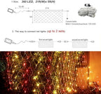 360 LED Net Lights, 21ft x 5ft Colorful Christmas Mesh Lights Clear Wire 8 Modes, Connectable Waterproof String, alternate