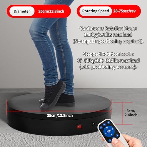 360 Rotating Platform,13.8Inch/35cm Remote Motorized Turntable,400lbs Capacity Motorized Rotating Display Stand, alternate