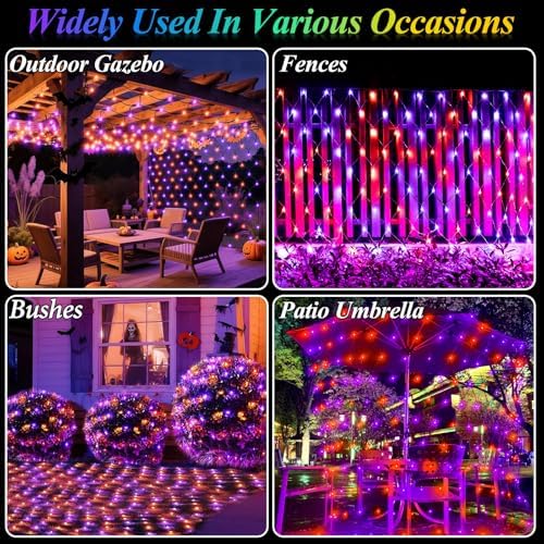 360LED Net Lights Halloween Decorations, 21ft x 5ft Purple Orange Mesh Lights with 8 Modes & Timer, Connectable, alternate