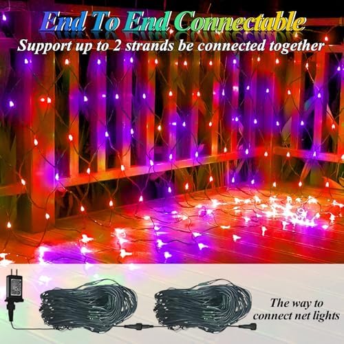 360LED Net Lights Halloween Decorations, 21ft x 5ft Purple Orange Mesh Lights with 8 Modes & Timer, Connectable, alternate