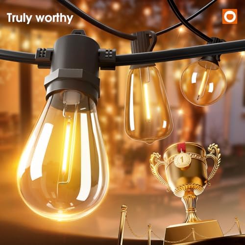 36FT LED Outdoor String Lights, Waterproof Dimmable Bulbs for Patio, alternate view 2