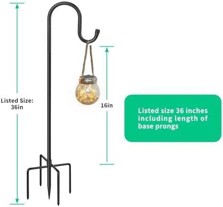 36in 5‐Prong Shepherd Hooks,4‐Pack Heavy‐Duty Iron Garden Hooks for Outdoor, alternate view 3