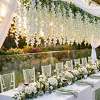 36Pack Wisteria Hanging Flower Garland 3.6Ft Artificial Arch Flower White in White, alternate view 4