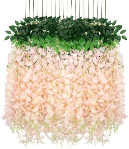 36Pack Wisteria Hanging Flower Garland 3.6Ft Artificial Flower Light Pink in Light Pink