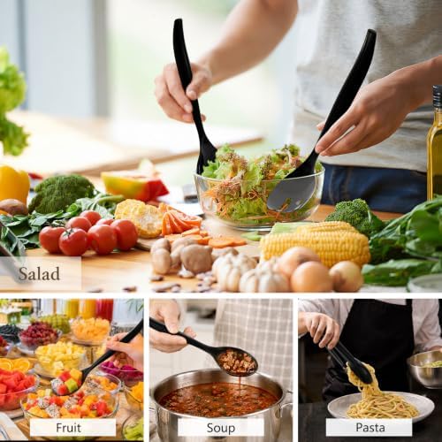 36Pc Plastic Serving Utensils Set Disposable Tong Spoon for Buffet in Black, alternate view 6