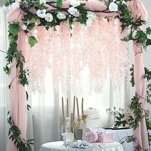 36pcs Artificial Wisteria Flowers 3.6 Feet/Piece Pink Dense Artificial Fake Wisteria Vine Ratta Hanging Garland, alternate