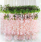 36pcs Artificial Wisteria Flowers 3.6 Feet/Piece Pink Dense Artificial Fake Wisteria Vine Ratta Hanging Garland, alternate