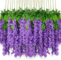 36pcs Artificial Wisteria Flowers 3.6 Feet/Piece Purple Dense Artificial Fake Wisteria Vine Ratta Hanging