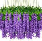 36pcs Artificial Wisteria Flowers 3.6 Feet/Piece Purple Dense Artificial Fake Wisteria Vine Ratta Hanging