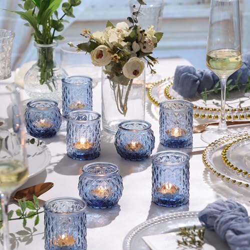 36Pcs Assorted Blue Votive Candle Holders, Blue Candle Holders for Wedding Table Decor, Tea Lights Candle Holder, alternate