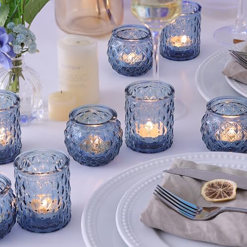 36Pcs Assorted Blue Votive Candle Holders, Blue Candle Holders for Wedding Table Decor, Tea Lights Candle Holder, alternate