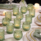 36Pcs Assorted Green Votive Candle Holders, Tea Lights Candle Holder for Table Centerpiece, Green Candle Holders