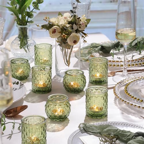 36Pcs Assorted Green Votive Candle Holders, Tea Lights Candle Holder for Table Centerpiece, Green Candle Holders, alternate