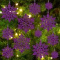 36pcs Christmas Deep Purple Snowflake Ornaments, Plastic Dark Purple Snow Flakes Hanging Ornaments for Christmas