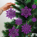 36pcs Christmas Deep Purple Snowflake Ornaments, Plastic Dark Purple Snow Flakes Hanging Ornaments for Christmas, alternate