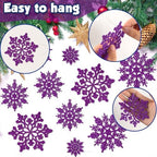36pcs Christmas Deep Purple Snowflake Ornaments, Plastic Dark Purple Snow Flakes Hanging Ornaments for Christmas, alternate