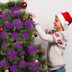 36pcs Christmas Deep Purple Snowflake Ornaments, Plastic Dark Purple Snow Flakes Hanging Ornaments for Christmas, alternate