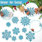 36pcs Christmas Light Blue Snowflake Ornaments Plastic Glitter Snow Flakes Ornaments for Winter Christmas Tree, alternate