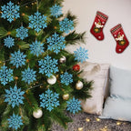 36pcs Christmas Light Blue Snowflake Ornaments Plastic Glitter Snow Flakes Ornaments for Winter Christmas Tree, alternate