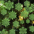 36pcs Christmas Lime Green Snowflake Ornaments, Plastic Lime Green Snow Flakes Hanging Ornaments for Christmas