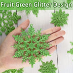 36pcs Christmas Lime Green Snowflake Ornaments, Plastic Lime Green Snow Flakes Hanging Ornaments for Christmas, alternate