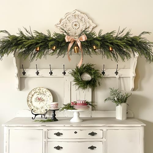 36Pcs Christmas Norfolk Pine Stems, Real Touch Branches, Greenery Picks, alternate view 5