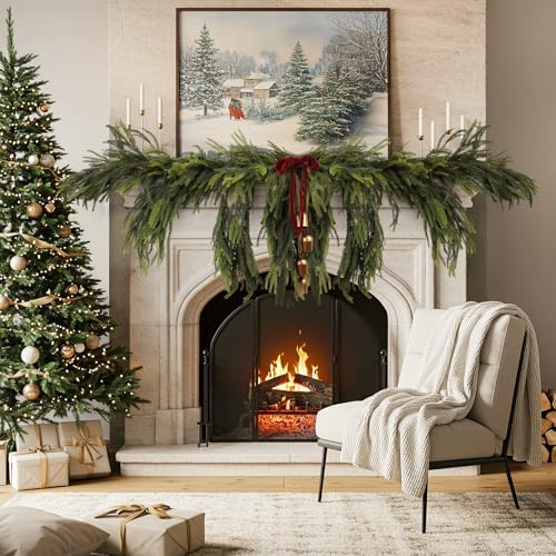 36Pcs Christmas Norfolk Pine Stems, Real Touch Branches, Greenery Picks, alternate view 6