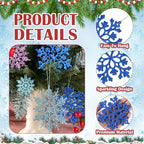 36pcs Light Purple Blue Silver Christmas Snowflake Ornaments, Plastic Glitter Hanging Snow Flakes for Christmas, alternate