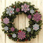 36pcs Pink Silver Christmas Snowflake Ornaments, Plastic Glitter Hanging Snow Flakes for Christmas Tree, alternate view 4