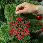 36pcs Red Christmas Snowflake Ornaments, Plastic Glitter Hanging Snow Flakes for Christmas Tree Decorations, alternate view 5