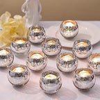 36pcs Silver Votive Candle Holders - Elegant Mercury Glass Tea Light Candle Holder Set for Weddings, Holiday