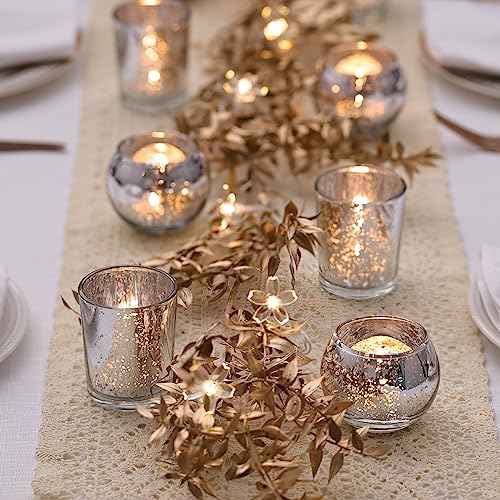 36pcs Silver Votive Candle Holders - Elegant Mercury Glass Tea Light Candle Holder Set for Weddings, Holiday, alternate view