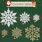 36pcs Snowflakes-Christmas Tree Decorations, Snowflake Ornaments for Tree, Plastic Glitter White Gold Snow, alternate view 4