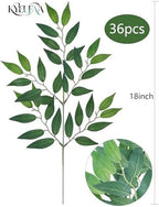 36Pcs Stems Bulk, Artificial Silk Green Leaves Garland, 20"Fake Branches, Hanging Plants Spray Vines for DIY, alternate view