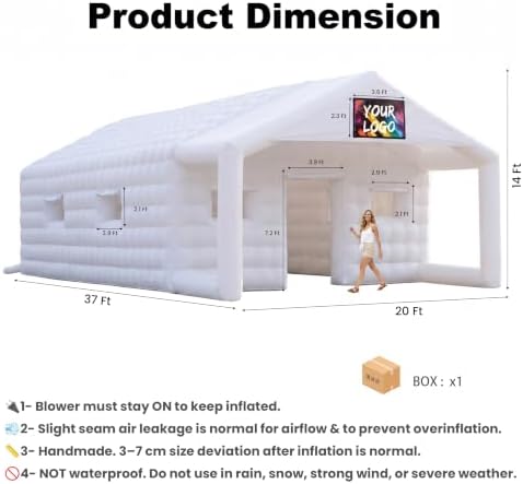 37×20×13Ft White Inflatable Nightclub, Blow up Party Tent with Blower in 37×20×13Ft, alternate view 2