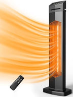 37" Outdoor Heaters for Patio, Electric Patio Heater with Remote, 12H Timer, IPX5 Waterproof, Tip-Over &
