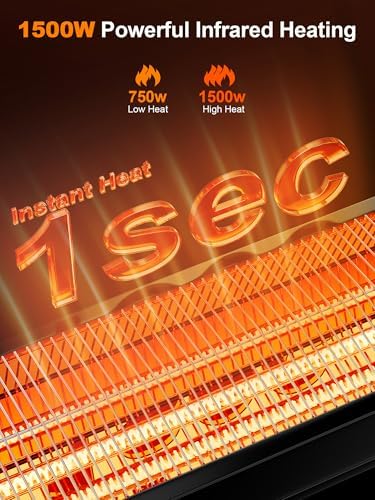 37" Outdoor Heaters for Patio, Electric Patio Heater with Remote, 12H Timer, IPX5 Waterproof, Tip-Over &, alternate view 3