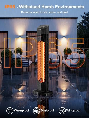 37" Outdoor Heaters for Patio, Electric Patio Heater with Remote, 12H Timer, IPX5 Waterproof, Tip-Over &, alternate view 5