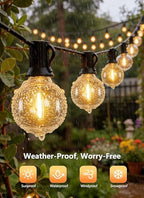 37Ft Outdoor String Lights with Remote, Dimmable G40 LED Bulbs, Waterproof, alternate view 3