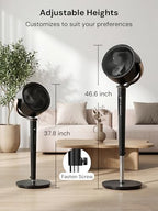 38-46” Pedestal Fan for Bedroom,120°+120° Omnidirectional Oscillating Fans Height Adjustable, Quiet Standing Fan, alternate
