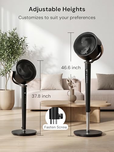 38-46” Pedestal Fan for Bedroom,120°+120° Omnidirectional Oscillating Fans Height Adjustable, Quiet Standing Fan, alternate