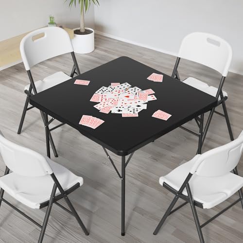 38" Fold in Half Square Table, Bi-Folding Commercial Portable Plastic Dining Table for Kitchen Outdoor Party, alternate view