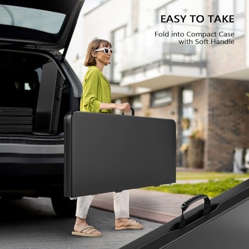 38" Fold in Half Square Table, Bi-Folding Commercial Portable Plastic Dining Table for Kitchen Outdoor Party, alternate view