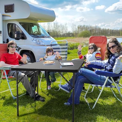 38" Fold in Half Square Table, Bi-Folding Commercial Portable Plastic Dining Table for Kitchen Outdoor Party, alternate view