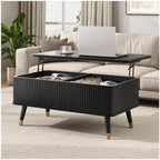 38" Lift Top Coffee Table with Storage for Living Room, Black in Black