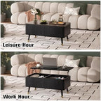 38" Lift Top Coffee Table with Storage for Living Room, Black in Black, alternate view 5